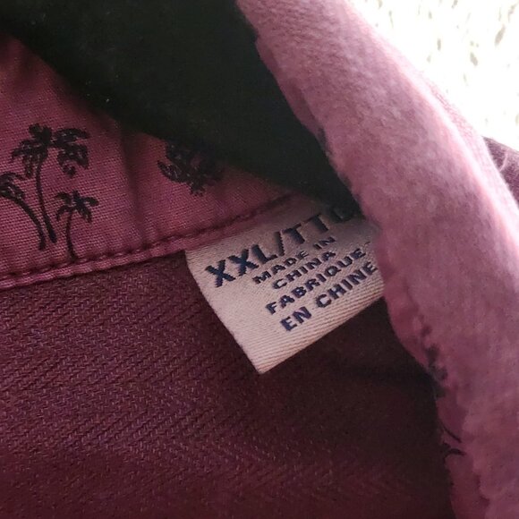 Tommy Bahama Shirt Mens 2XL Purple Button Up Palm Lined Cuffs Herringbone Casual - Picture 5 of 13